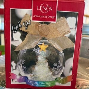 Lenox Gold and White Ornament with Star and Snowflakes
